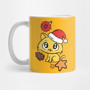 Cute Christmas cat with cooky and stars Mug